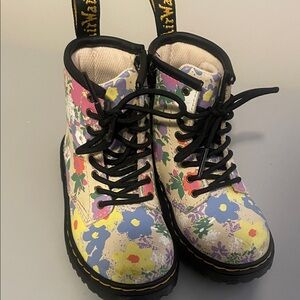 Floral Dr. Marten Toddler Combat Boots with Black Laces